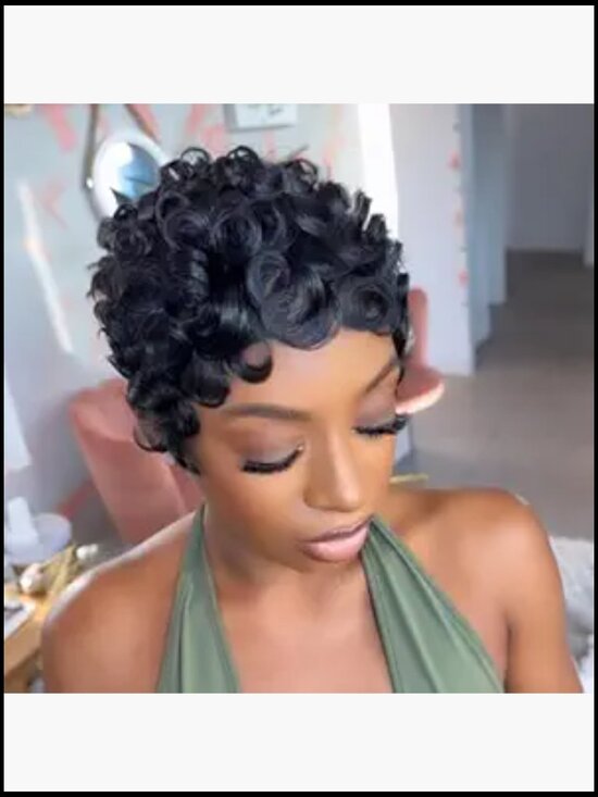 Short Pixie Wig Human Hair Glueless Full Machine Made Modern Wearable main image 6